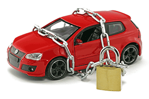 car padlocked with a chain